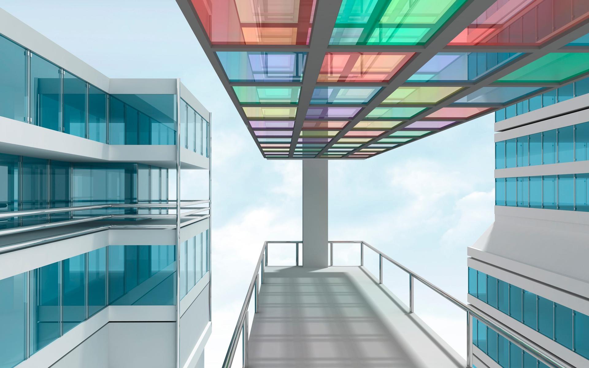 Colorato 3d rendering di architettura